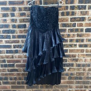 Vtg ‘80s/90s Torrente Haute Boutique Paris strapless tiered ruffle dress, W’s 6